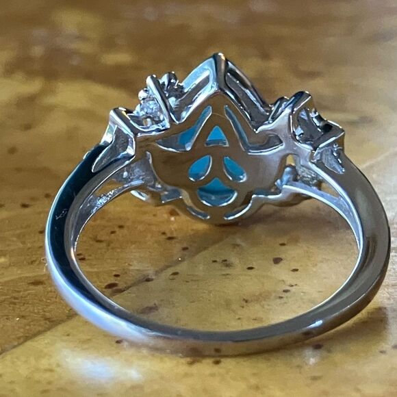 Kingman Turquoise Sterling Silver Ring Size 10 - Picture 5 of 10